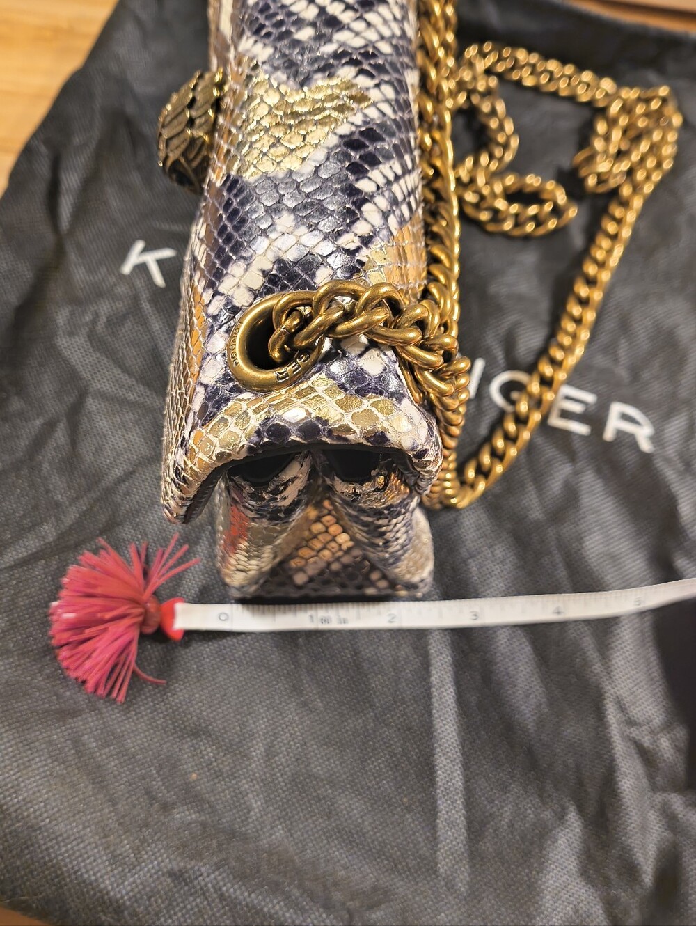 Kurt Geiger London Mini Kensington Metallic Snake Print Leather Crossbody Bag - Picture 15 of 16